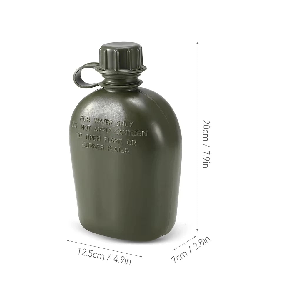 Outdoor Camouflage Military Canteen Bottle Backpacking Survival Water Kettle Camping Hiking Bottle 1L Large-capacity Kettle