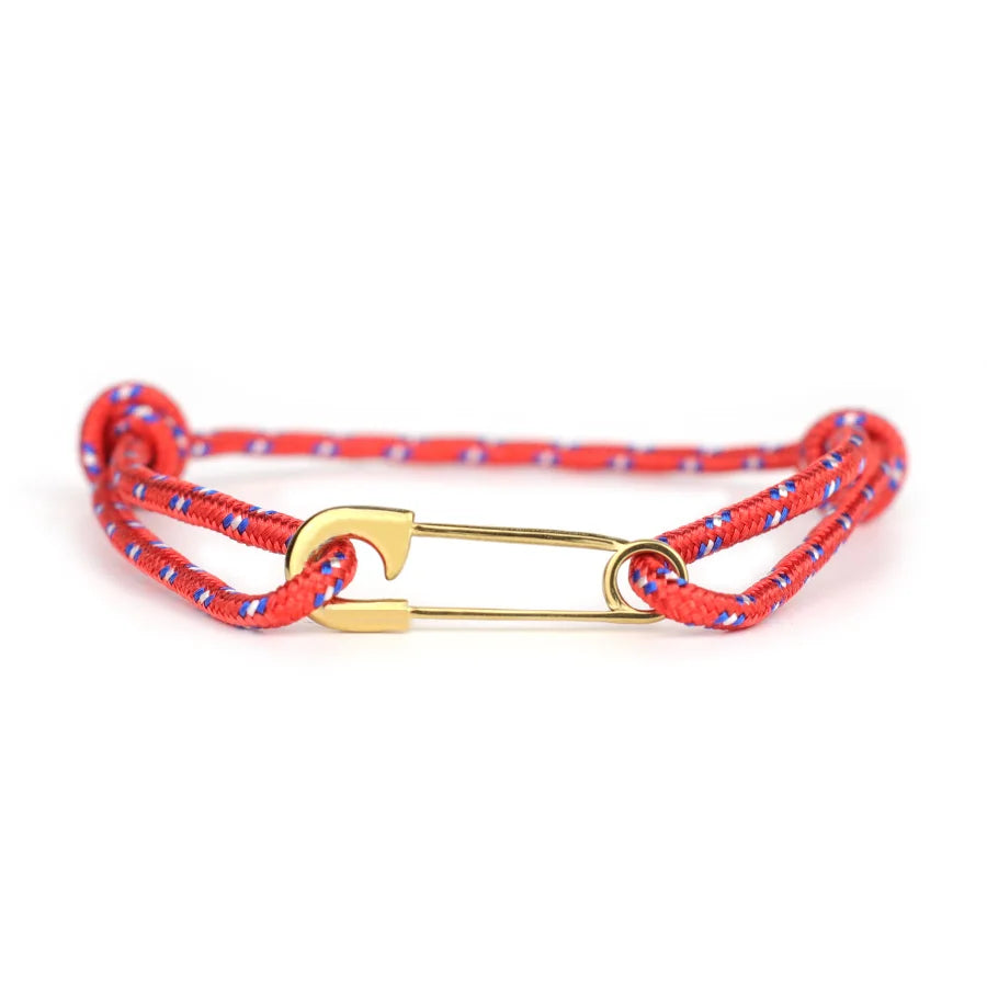 Adjustable Rope Bracelet with Safety Pin Clasp Unisex Paracord Wristband Trendy Survival Jewelry Gift for Men Women