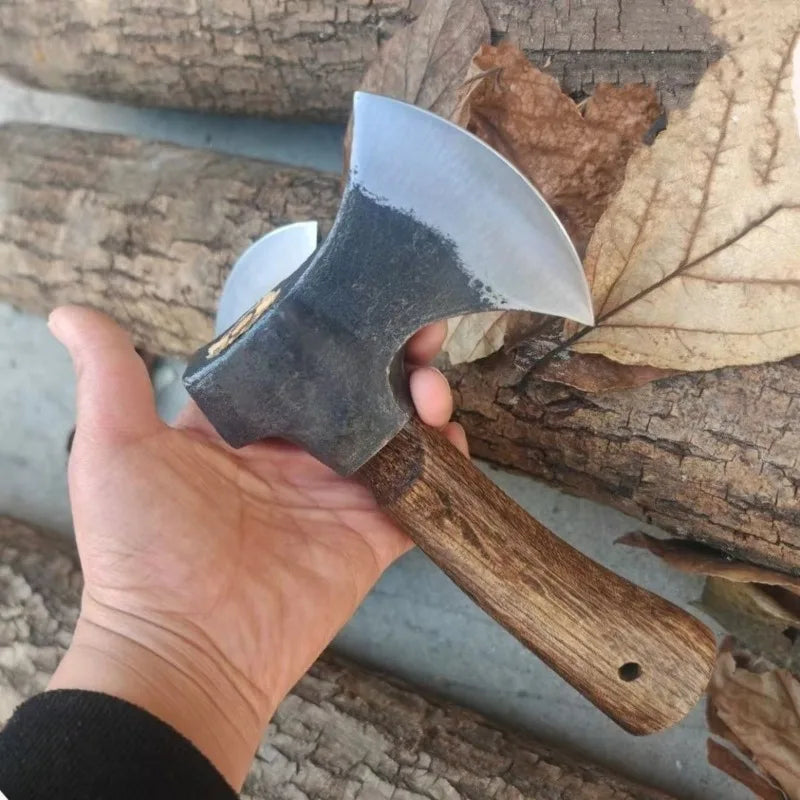 High-carbon Steel Hatchet Portable Small Axe Outdoors Camping Multifunctional Wooden Handle Self-defense Small Axe Outdoor Tools