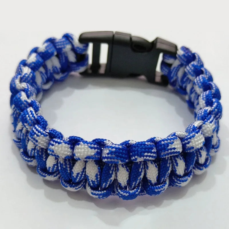 Adjustable Outdoor Camping Paracord Survival Braided Rope Bracelet Men Black Stainless Steel Adjustable Clasp Tool Accessories
