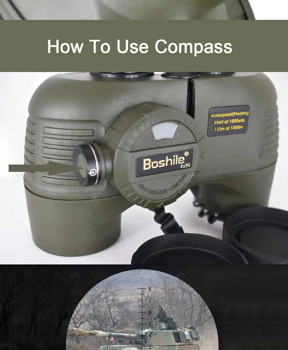 Powerful Marine Binoculars Boshile 7x50 Waterproof Telescope With Rangefinder Compass BAK4 Prism FMC Lens For Navigation Hunting