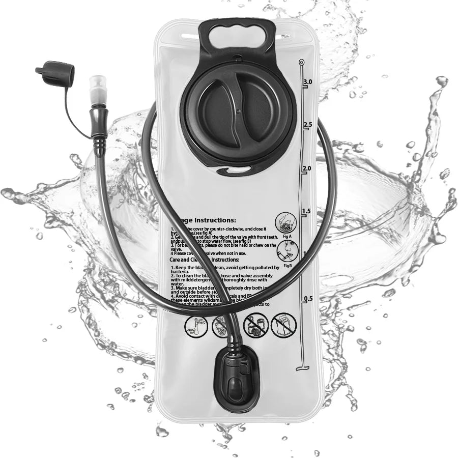 One click quick release water bag 1.5L-3.0L mountain backpack leak proof water bag, suitable for camping and hiking
