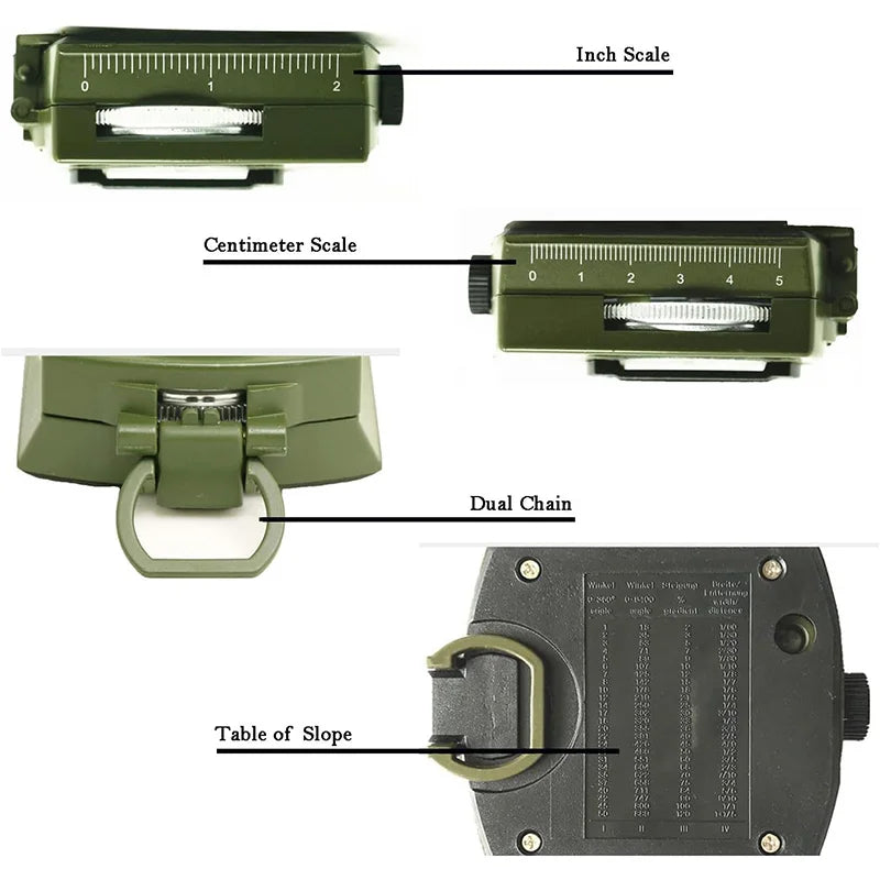 Outdoor Survival Compass High Precision Professional Metal Sight Compass Luminous for Outdoor Hiking Climbing Exploring Geology