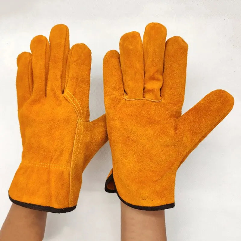 Men Work Gloves Soft Cowhide Driver Hunting Driving Farm Garden Welding Security Protection Safety Mechanic work glovers Glove