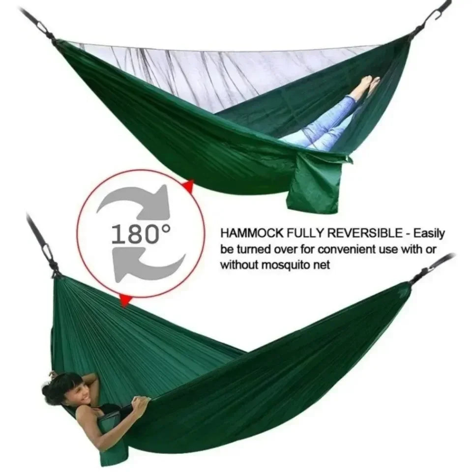 Camping Hammock Fully Automatic Quick Opening Mosquito Net Outdoor Camping Tent High Strength Parachute Fabric Hanging Bed Net