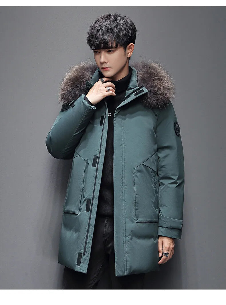 Outdoor Hiking Camping in Winter Windproof Warm Casual Fur Collar Feather Jacket Comfortable Versatile Warm Down Jacket
