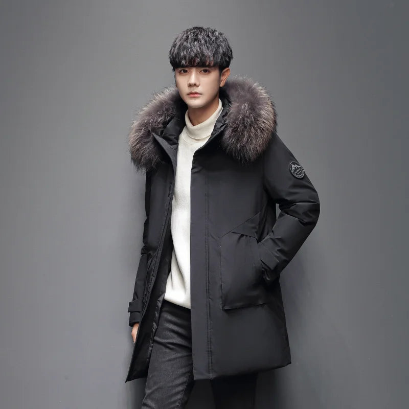 Outdoor Hiking Camping in Winter Windproof Warm Casual Fur Collar Feather Jacket Comfortable Versatile Warm Down Jacket