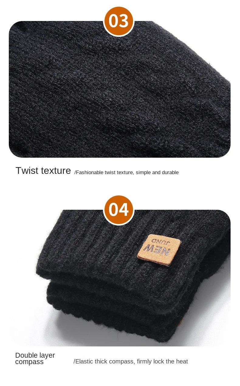 Wholesale Fleece Lined Fashion Warm Black Cable Knitted Winter Touch Screen Gloves