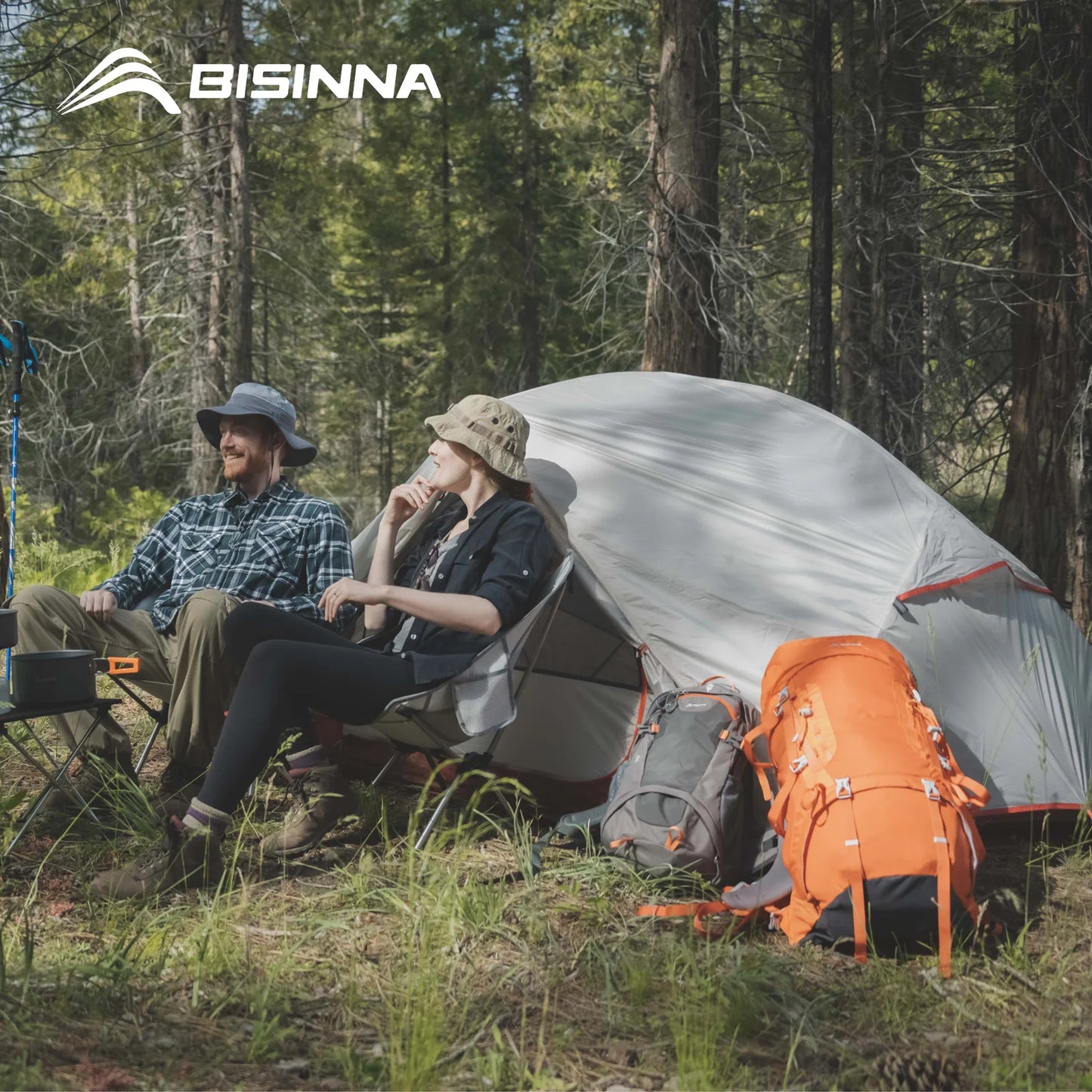 BISINNA 2 Person Ultralight Camping Tent 20D 380T Nylon Double Layer Waterproof Backpacking Tent for Hiking Travel with free mat
