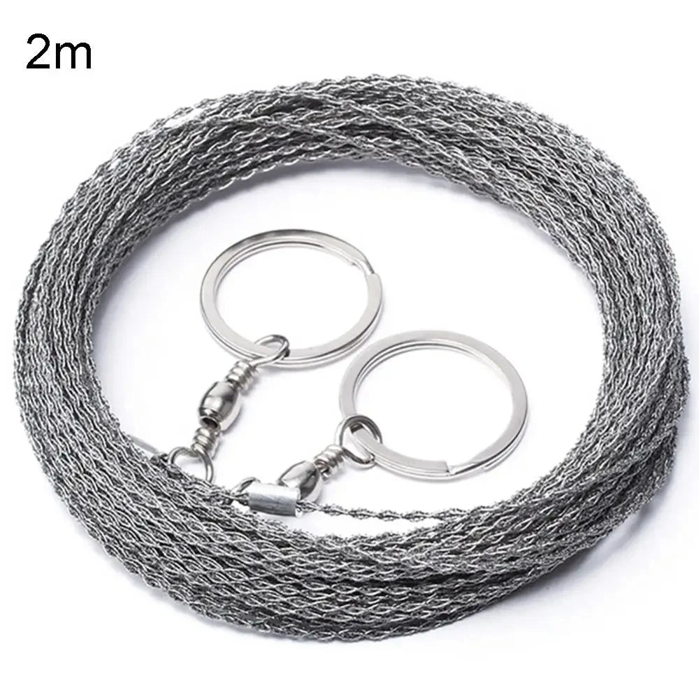 1-3M Outdoor Hand Drawn Rope Saw Portable Stainless Steel Wire Saw Manual Cutting Chain Camping Hiking Survive Woodworking Tools
