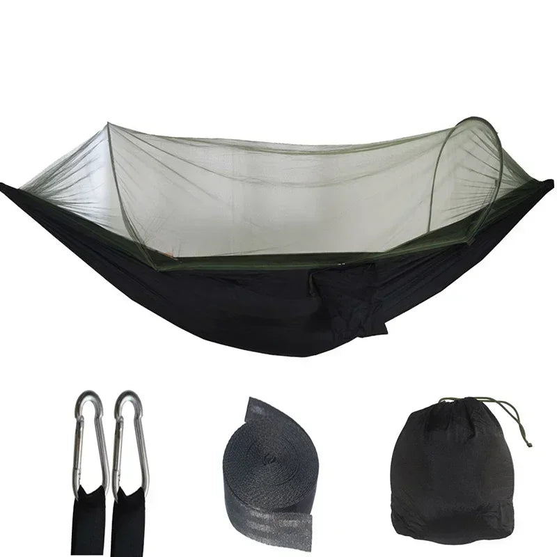Camping Hammock Fully Automatic Quick Opening Mosquito Net Outdoor Camping Tent High Strength Parachute Fabric Hanging Bed Net