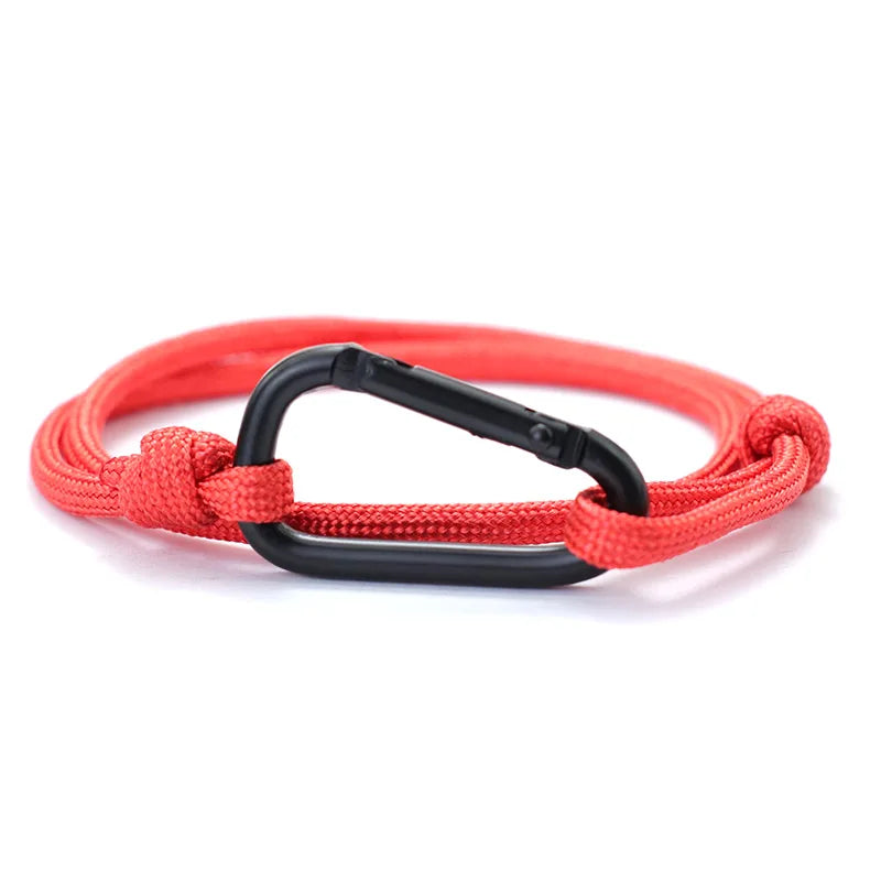 Outdoor Adventure Mountaineering Bracelet For Men Handmade Adjustable Paracord Braclet Black Carabiner Male Punk Jewelry Pulsera