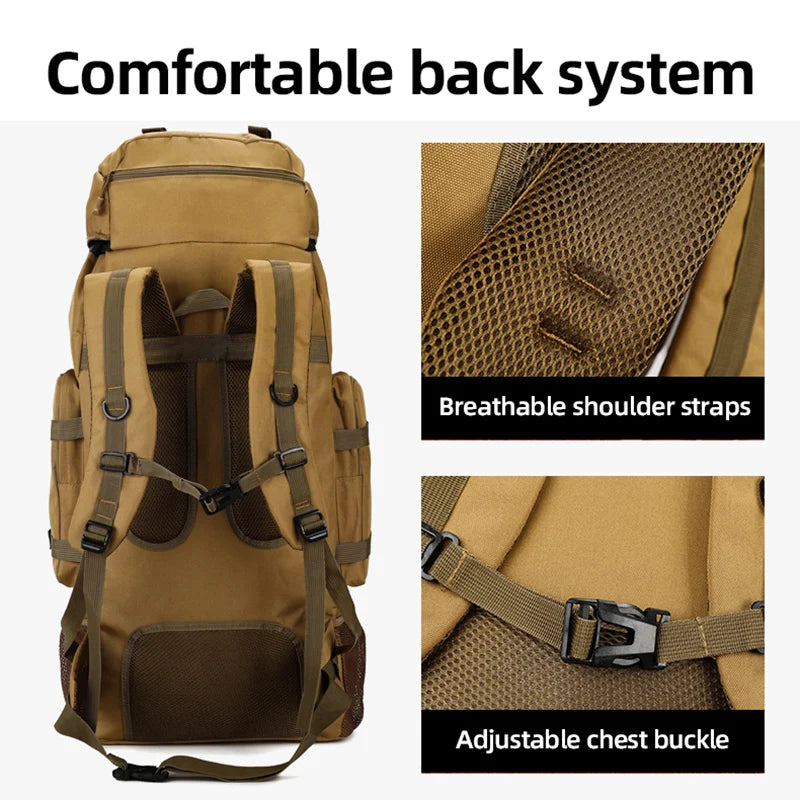 Tactical Climbing Backpack Large Capacity Travel Bag Outdoor Shoulder Camping Hiking Rucksack Men Women Mountaineering Backpack