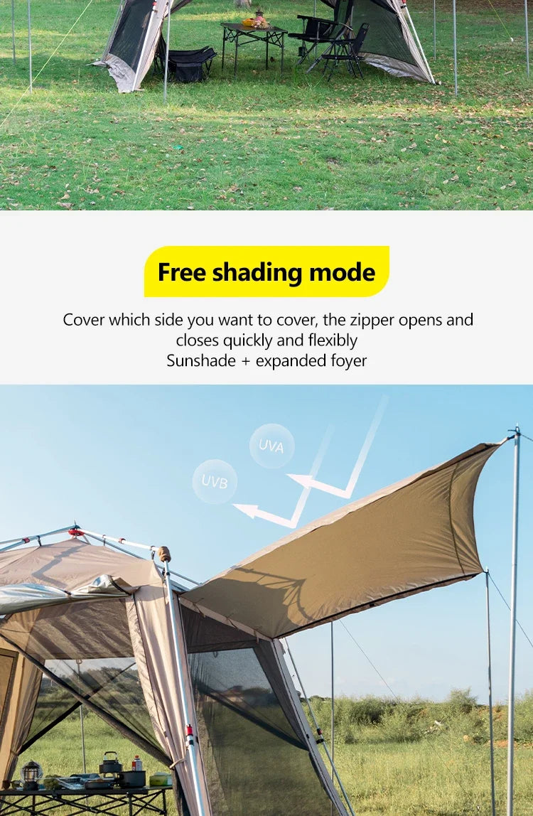 Outdoor Camping Tent with Chimney Large Family 5-9 Person Waterproof Sun Protection with Aluminum Poles Beach Hiking Fishing