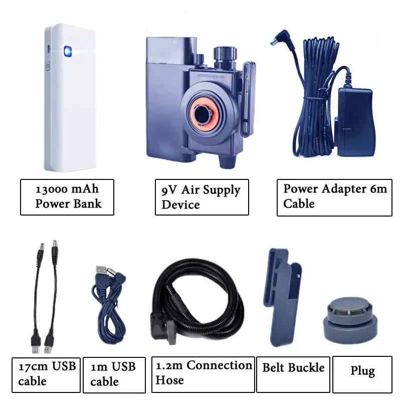 Electric Rechargeable Half Face Dust Gas Mask Portable Auxiliary Air Supply Respirator For Spraying Painting Polish Work Safety