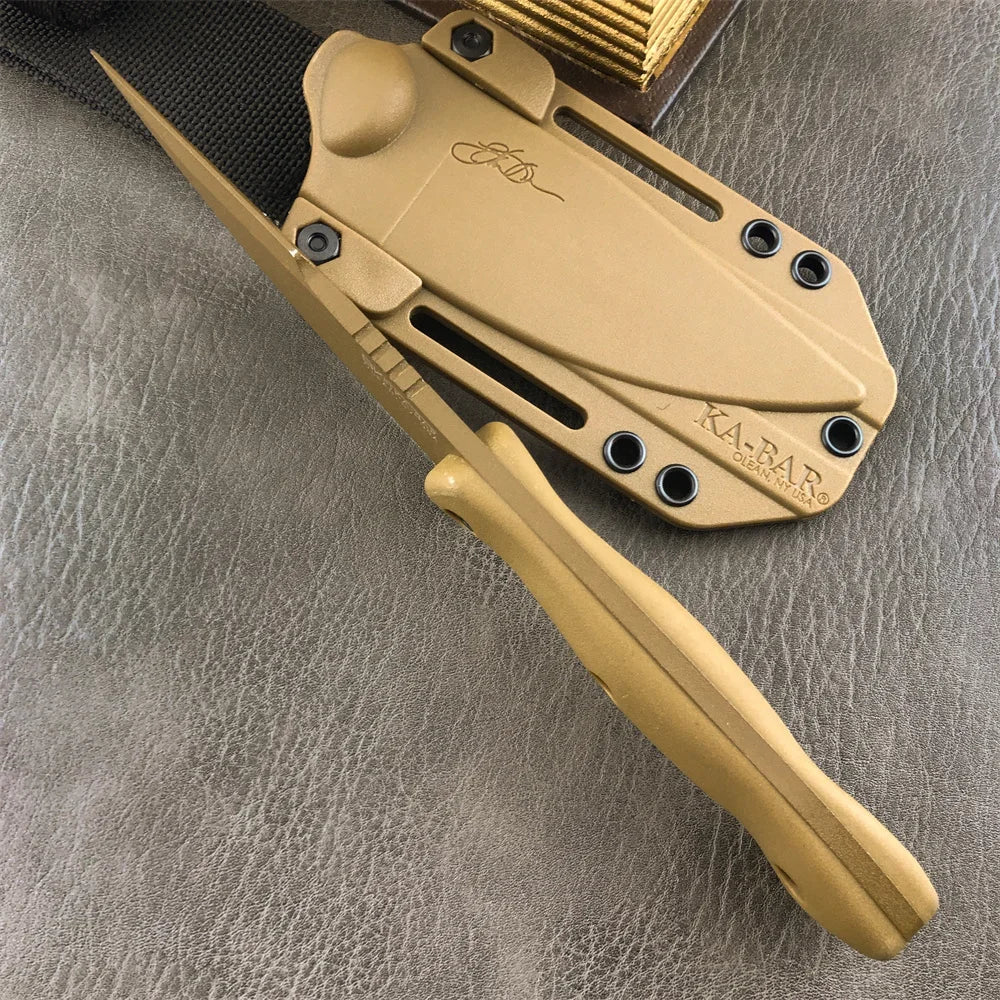 KA-BAR18 Military Fixed Blade Knife D2 Blade Nylon Fiberglass Handle Outdoor Jungle Hunting Cutting Knives EDC Emergency Tools