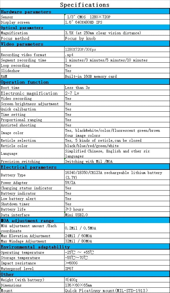 3.5X32 Digital Night Vision Scope with Video Recording | BDC Ranging | 7 Reticles | IP67 Waterproof for Rifle/Picatinny Rail