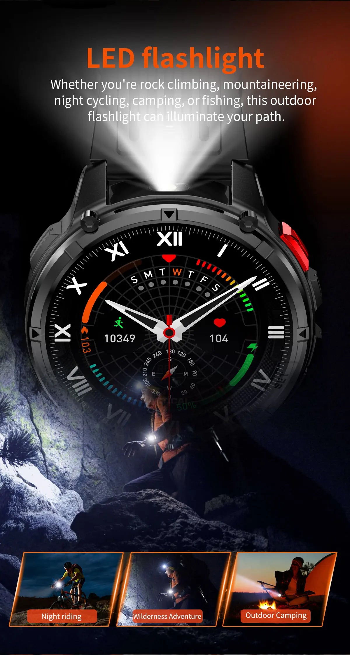 New Military T-Rex3 Ultra 1100mAh Battery Smart Watch 5 ATM Waterproof 1.7"AOD Compass GPS Sports tracker Outdoors Smartwatches