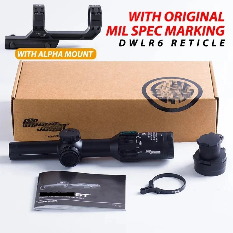 Tactical 6T SCOPE 1-6X24mm FFP First Focal Plane Riflescope DWLR6 Illuminated Reticle w/30mm ALPHA-MSR Cantilevered Mount