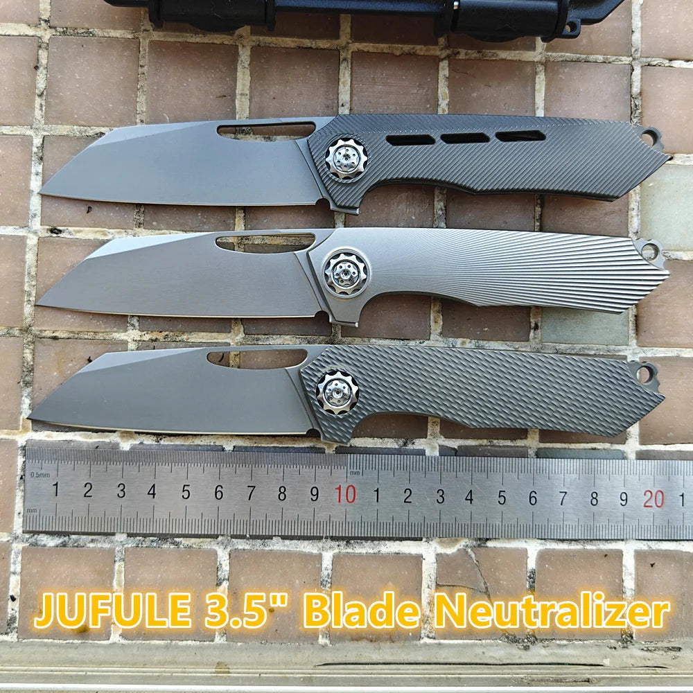 New Neutralizer JUFULE Made Titanium Handle Ceramic Bearing Pocket EDC Tool Kitchenware Hunt Camping 154CM Outdoor Folding Knife