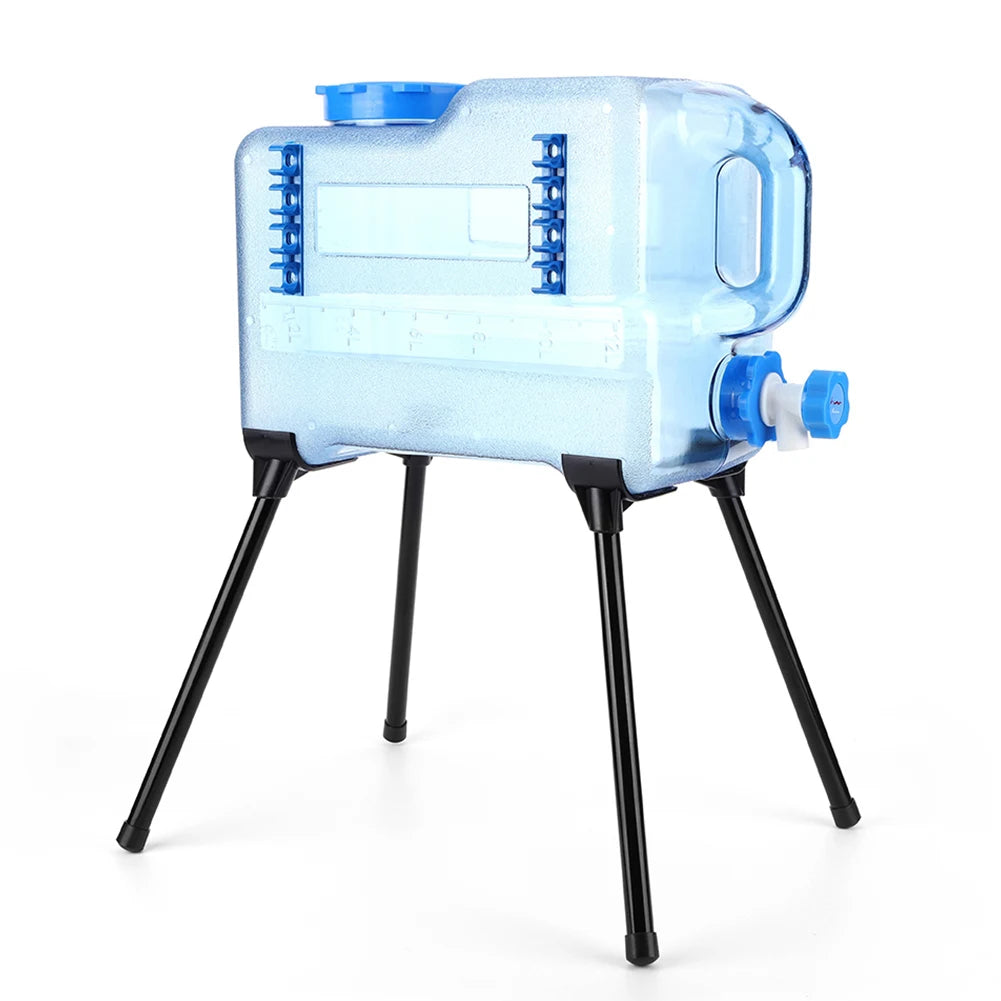 Car Water Bucket 12L Outdoor Camping Water Bin Large Capacity Portable Water Container with Detachable Rack  No Leakage