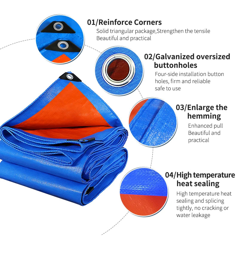 Waterproof Tarp Tarpaulin Awning Durable Rectangle Sun Shade Patio Sunrays Uv Block Rain Cover Camping Outdoor Facility Backyard