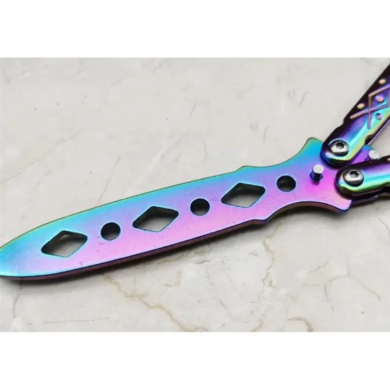 Portable Practice Butterfly Knife Alloy Steel Foldable Training Knives Transformable Outdoor Unedged Butterfly Knife for Game