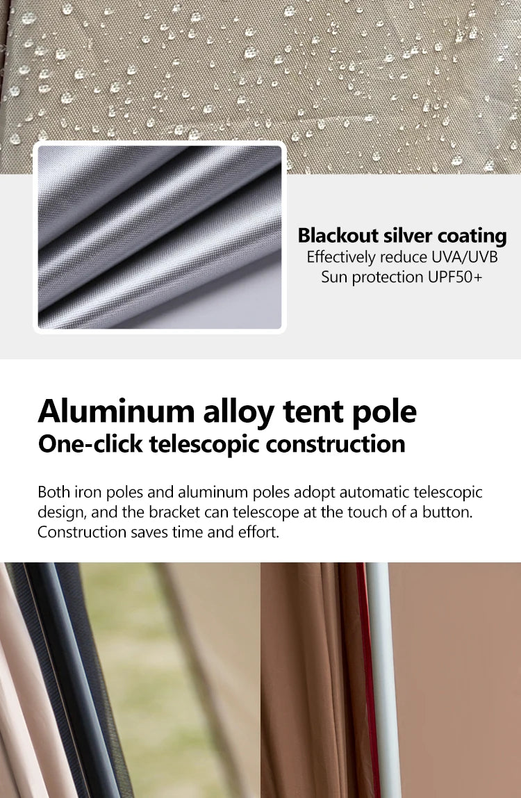 Outdoor Camping Tent with Chimney Large Family 5-9 Person Waterproof Sun Protection with Aluminum Poles Beach Hiking Fishing