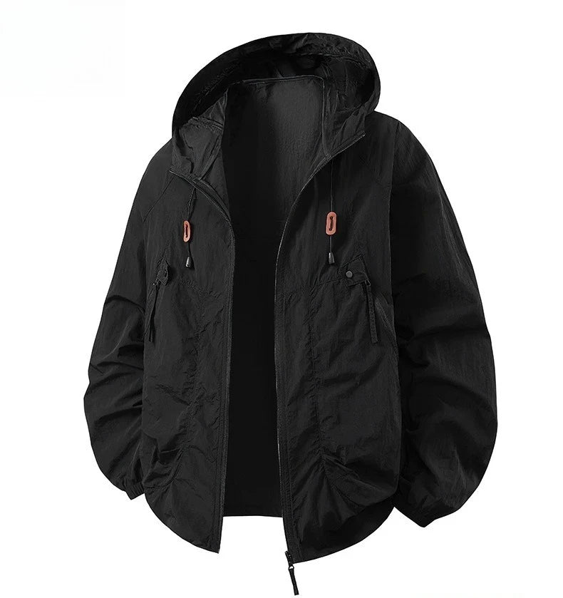 Men's Fishing Hooded Jacket Hiking Mountain Sport Waterproof Lightweight Windbreaker Rain Shell 2025 Camping Sun-proof Raincoat