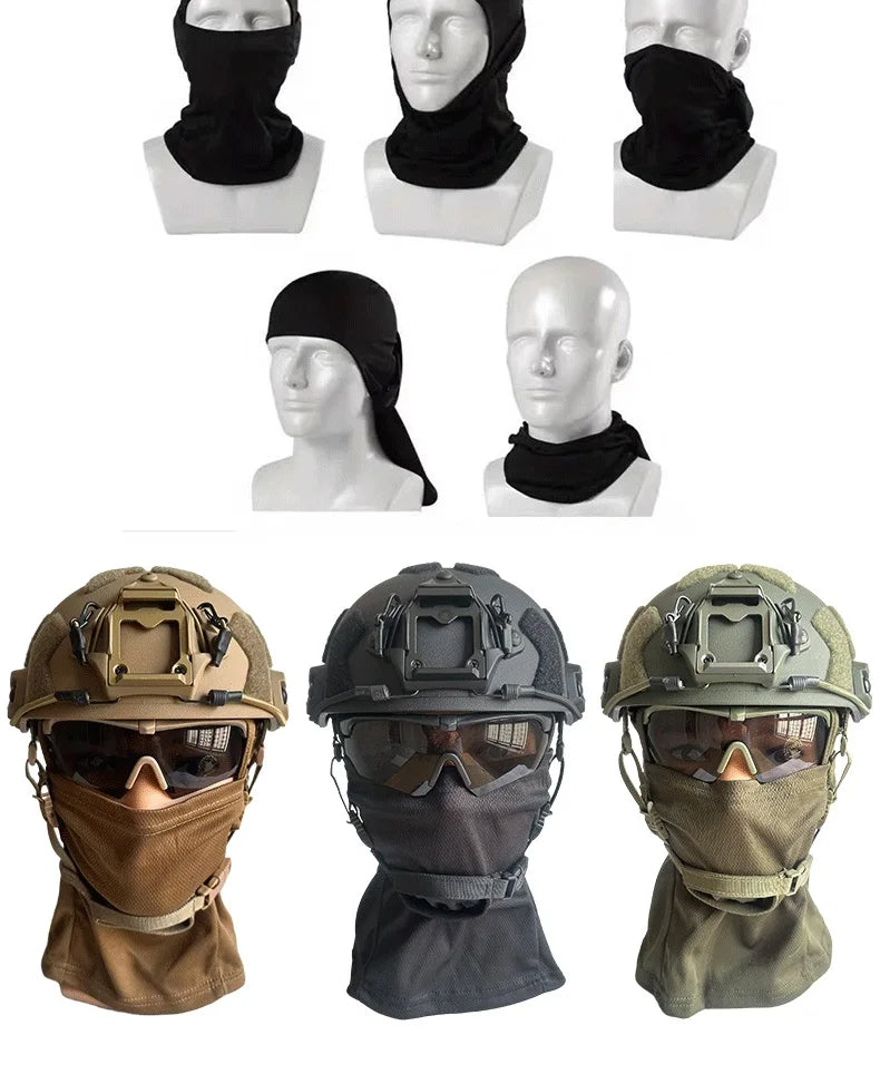 Military Tactical Helmet Set - Multi-Lens Goggles & Full Face Mask, Riot Airsoft CS Protective Gear for Outdoor Sports