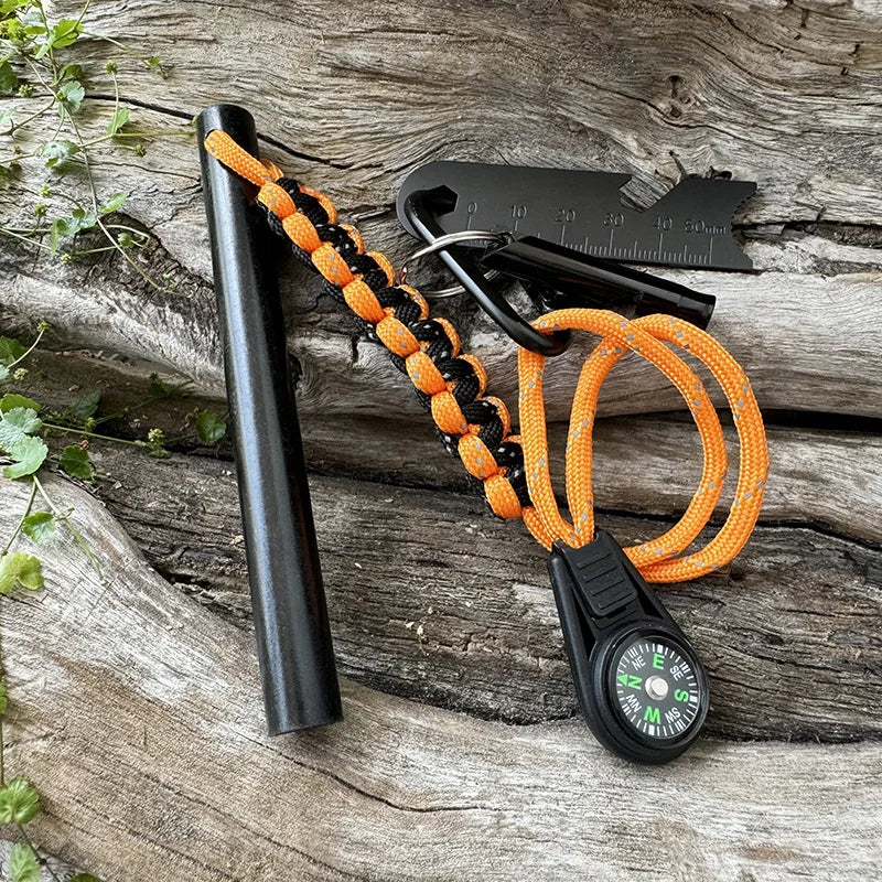 Bear Grylls Survival Fire Starter Magnesium Flint Rod, Portable Emergency Firesteel Kit Compass Whistle for Camping Hiking Tool