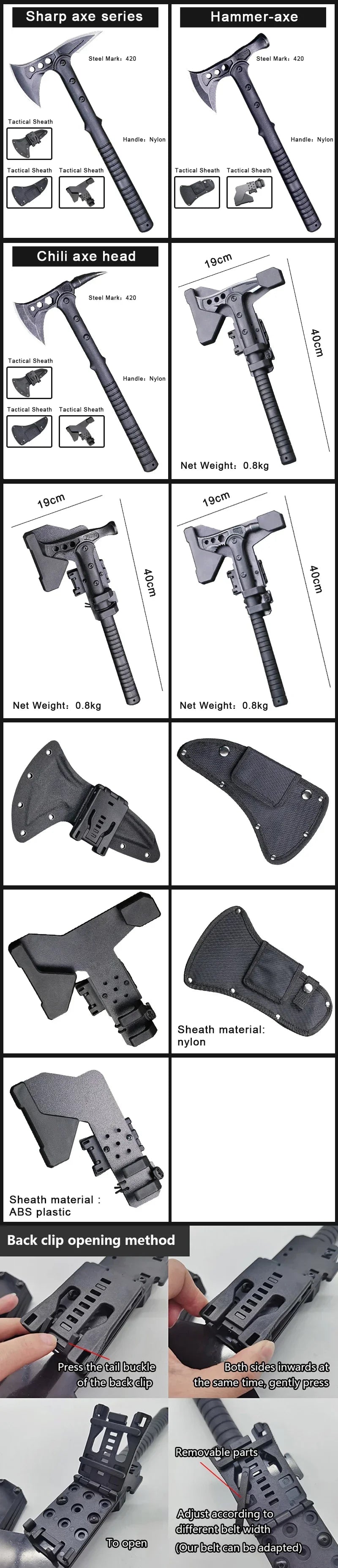 American high hardness tactical axe Multi-purpose outdoor camping axe fire rescue jungle adventure, logging axe