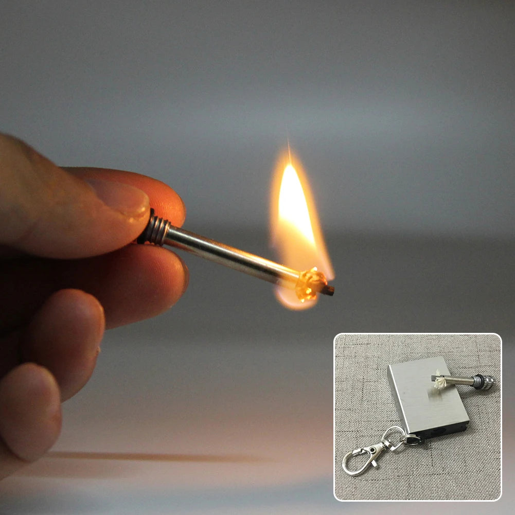 Metal Keychain Lighter Portable Flints Metal Match Waterproof Keychain Permanent Match Emergency Survival Camping Fire Starters
