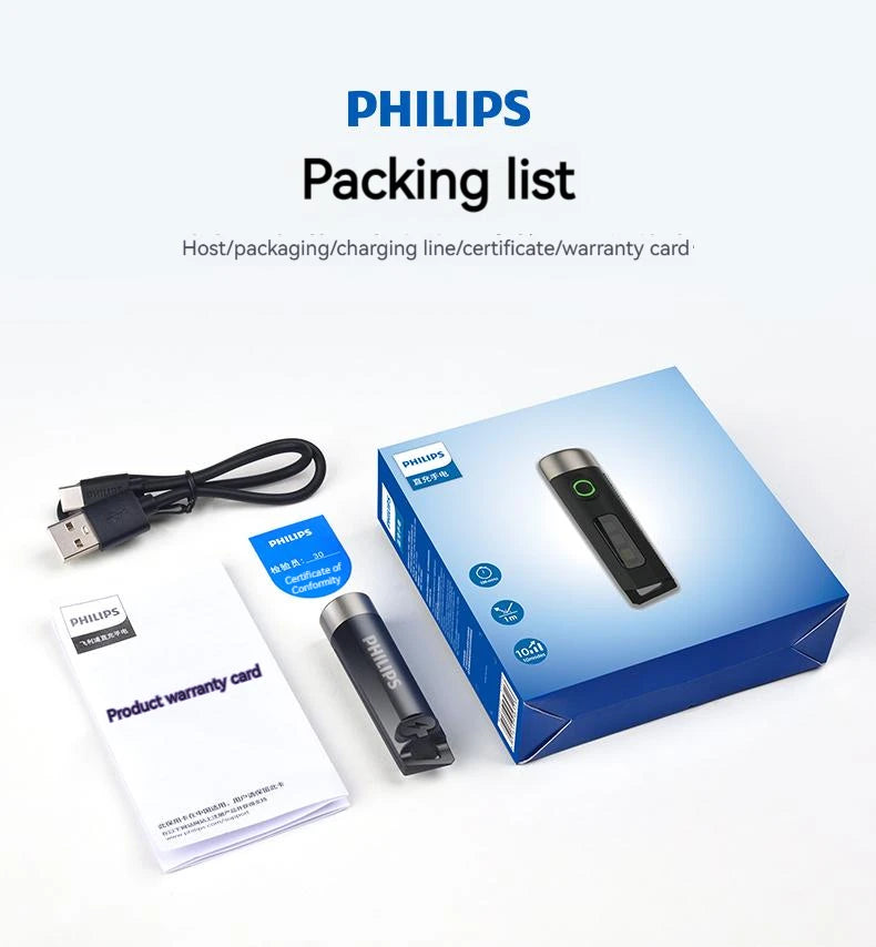 PHILIPS 2025 NEW SFL1121 EDC Flashlight LED Rechargeable Mini EDC Keychain Flashlights Camping Lamp For Hiking Self Defense