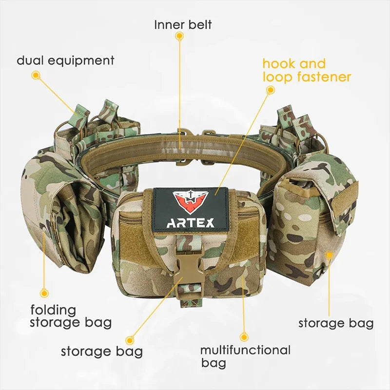 ARTEX Outdoor 1000D Nylon Battle Belt Sets Duty Belts Law Enforcement Airsoft Utility Belt with Mag Pouches