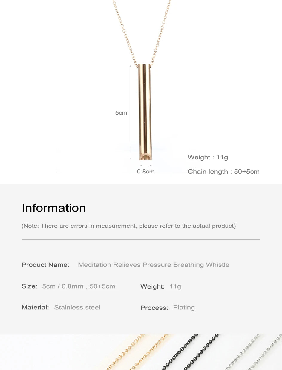 528Hz Stainless Steel Meditation Whistle Necklace | Yoga Breathing Tool & Anxiety Relief | Chakra Balancing Spiritual Jewelry