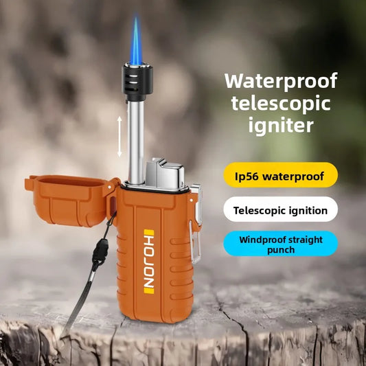 Outdoor Camping Sealed Waterproof Lighter Lighter Lightweight Portable Retractable Ignition with Lanyard Inflatable Lighter