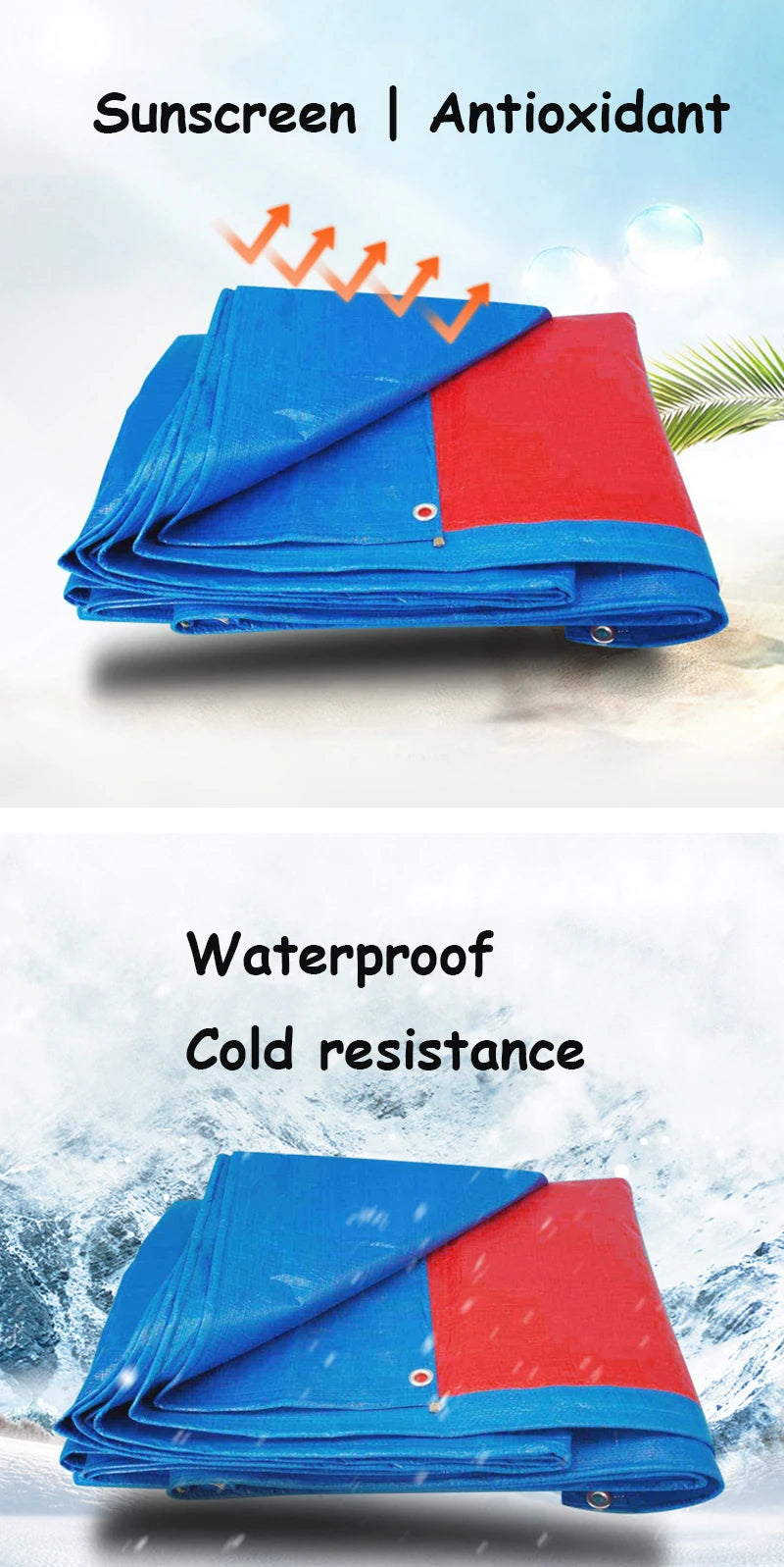 Waterproof Tarp Tarpaulin Awning Durable Rectangle Sun Shade Patio Sunrays Uv Block Rain Cover Camping Outdoor Facility Backyard