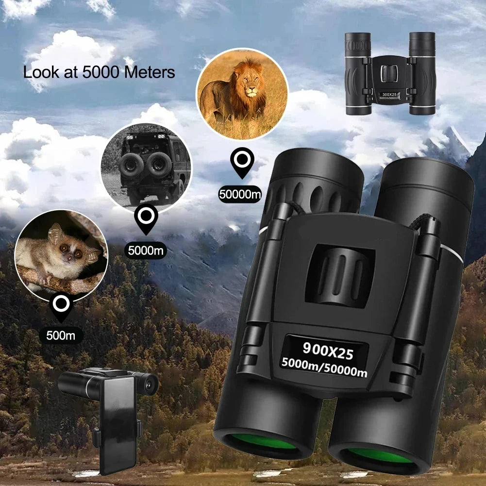 900x25 Mini Binoculars High-Powered BAK4 Prism Waterproof for Travel Bird Watching Outdoor Sports