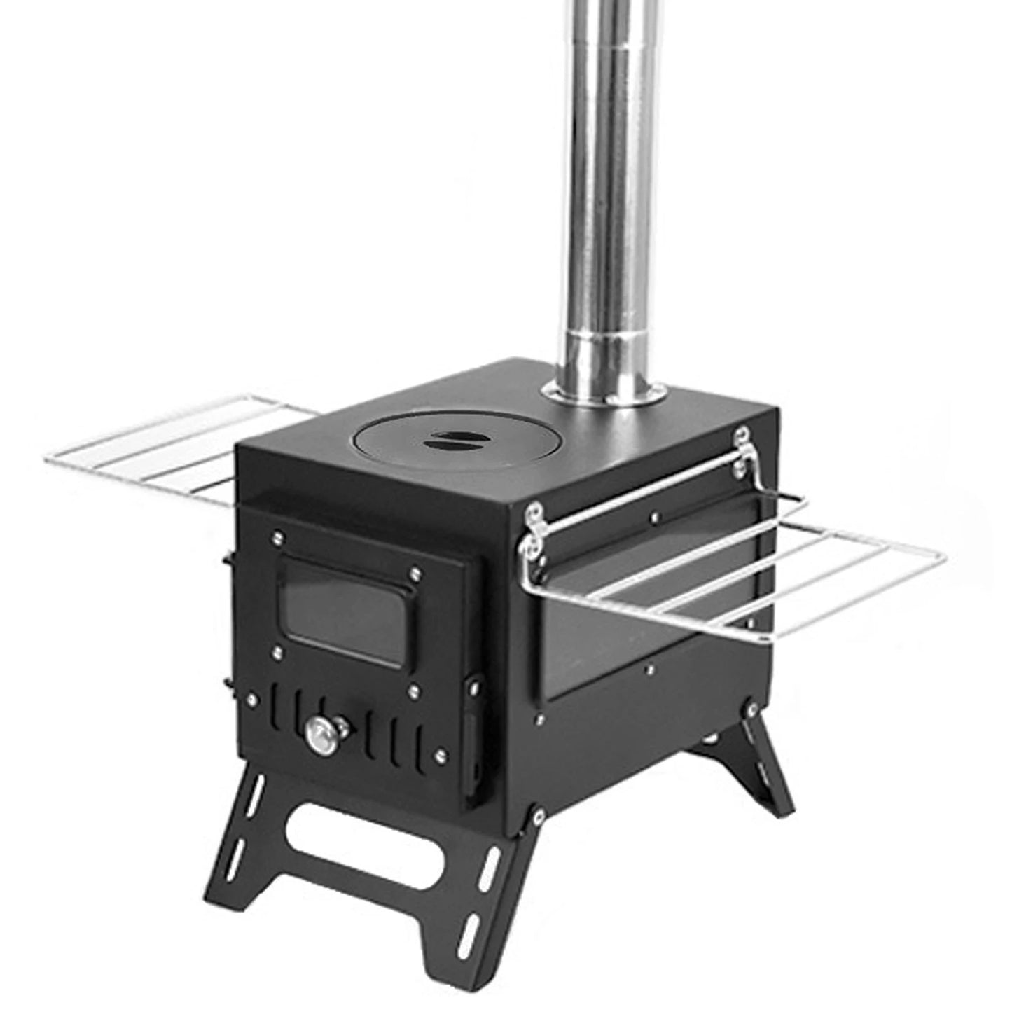 Tomshoo Outdoor Camping Wood-burning Stove Wood Burner Stainless Steel Foldable Tent Heater w Tent Fire Window Patio Fireplace