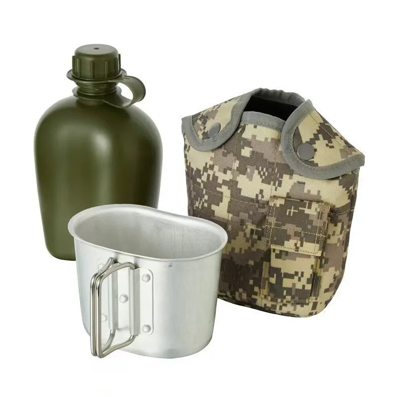 1L Large-Capacity Outdoor Camouflage Military Canteen Bottle for Backpacking Camping Hiking - Survival Water Kettle