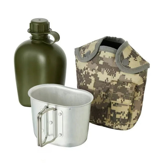 1L Large-Capacity Outdoor Camouflage Military Canteen Bottle for Backpacking Camping Hiking - Survival Water Kettle