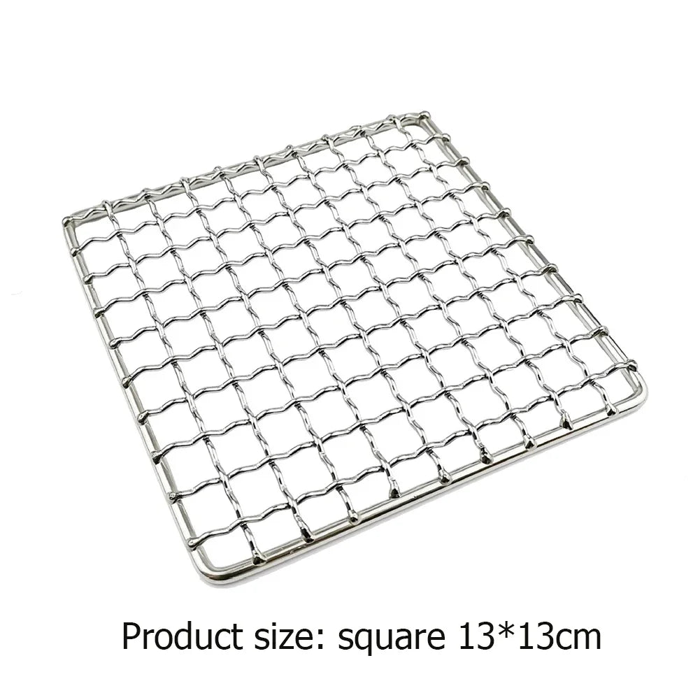 Stainless Steel Camping Grill Grate Mesh Pads Grilling Net Fire Cooking Outdoor Activities Traveling Picnic BBQ Camping Pot Tool