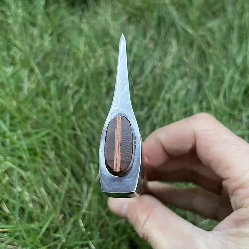 16cm Sandalwood Handle Felling Axe Stainless Steel Sharp Blade Fixed Blade Knife Outdoor Camping Survival Tool With Knife Holder