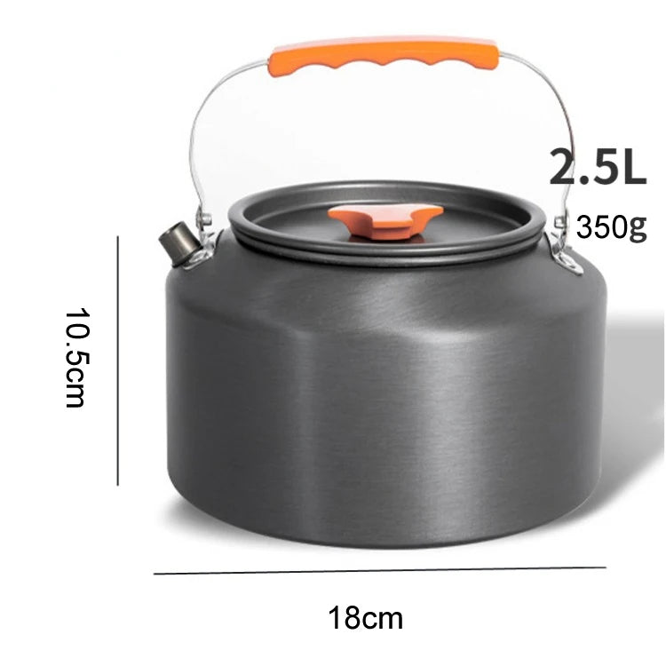 0.8L/1.1L/1.2L/1.6L/2L/2.5L Aluminum alloy Portable Outdoor Camping Coffee and Tea Kettle for Hiking Fishing Picnic and Cooking