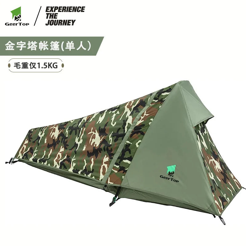 Outdoor Tent Double Layers Waterproof Single Person 3 Season Lightweight Tent