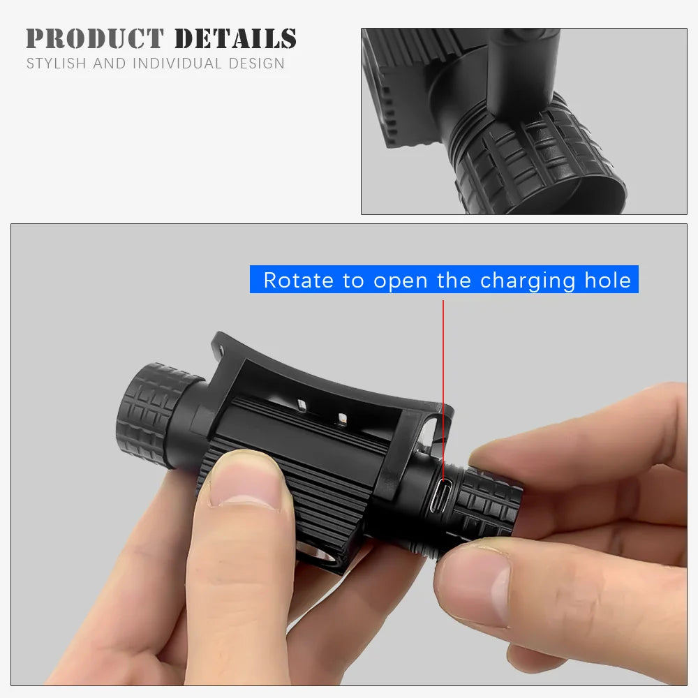 SOLOLANDOR Mini Headlamp LED Type C USB 18650 Headlight Red Green 395nm UV Blue Yellow Head Lamp White Flash Light Torch