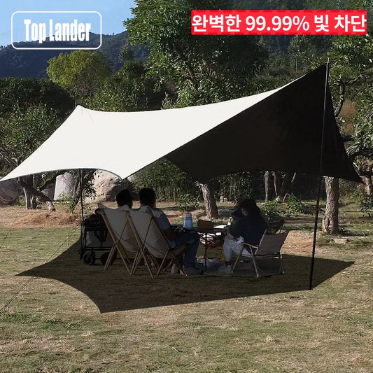 5x4.5m Large Black Coating Tarp Waterproof Hexagonal Coated Camping Tarp Outdoor Tarpaulin Sunshade Shelter Tent Tourist Awning