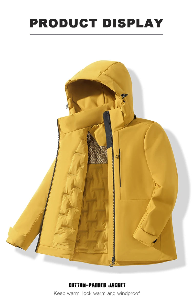 EUMERGX Men's Women's Winter Coat Waterproof Windproof Warm Fleece Jacket Unisex Hiking Camping Skiing Climbing Windbreaker