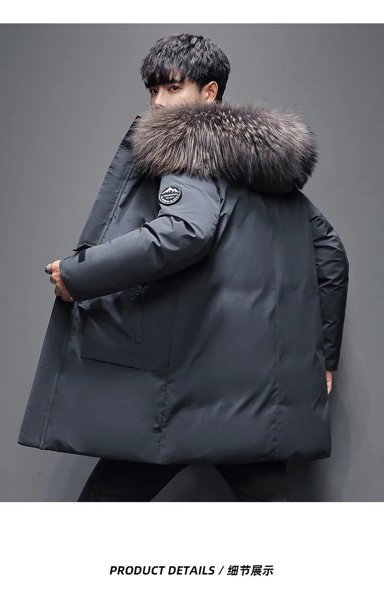 Outdoor Hiking Camping in Winter Windproof Warm Casual Fur Collar Feather Jacket Comfortable Versatile Warm Down Jacket